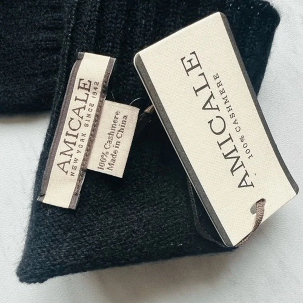 AMICALE‎ Cashmere Touch Screen Tech Knit Gloves, Luxurious, 100%, Black, NWT